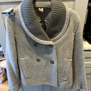 J. Crew Women's Gray Pea Coat with Ribbed Collar